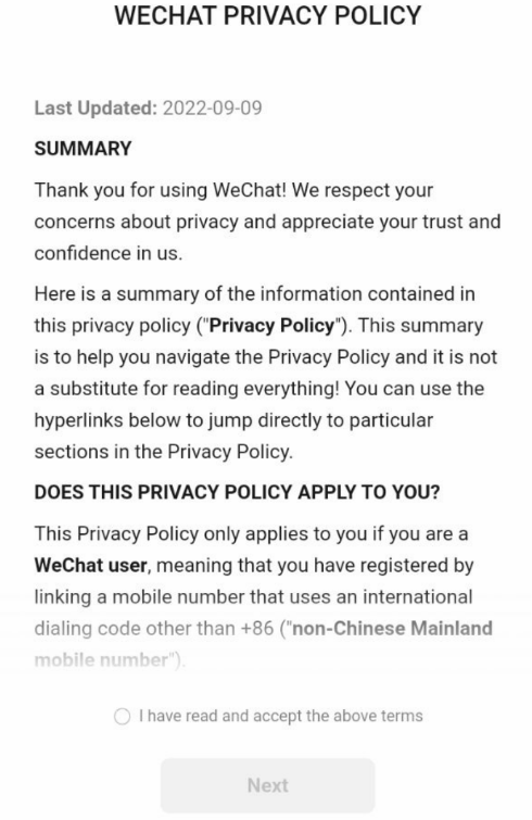 Wechat Privacy Policy